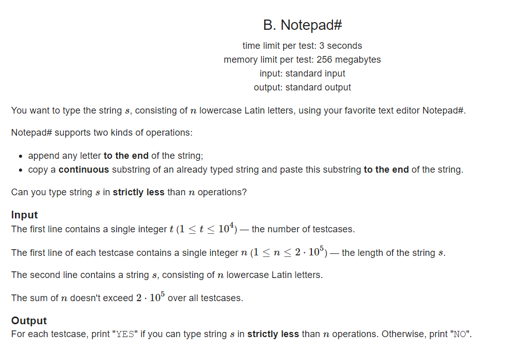Codeforces 1766B. B. Notepad# - AcWing